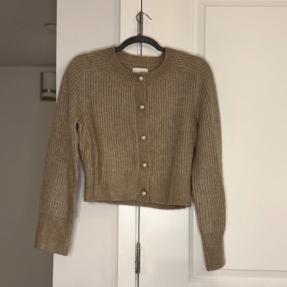 Abercrombie & Fitch Olive Brown Ribbed Button Cardigan